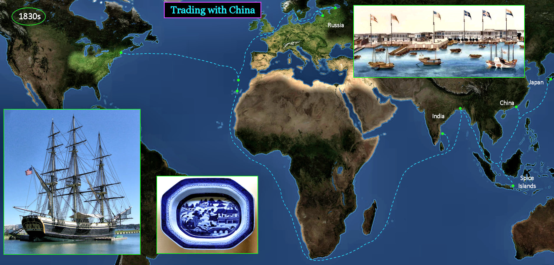 The China Trade, 1830 map